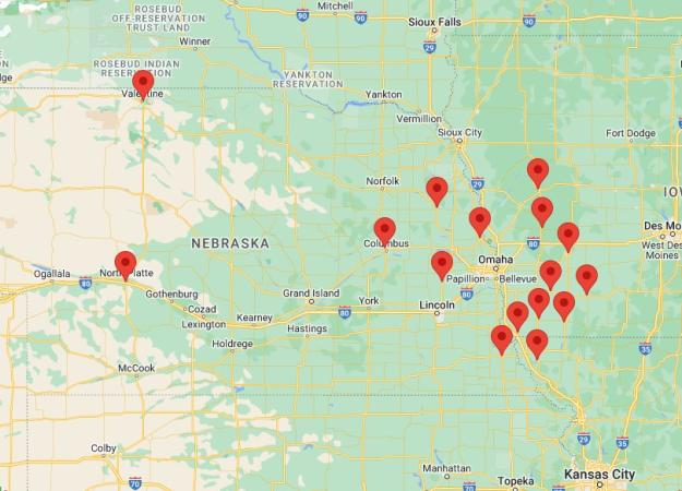 Screen shot of Methodist Outreach Locations
