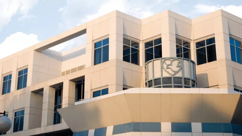 Exterior of Methodist Estabrook Cancer Center in Omaha, Nebraska